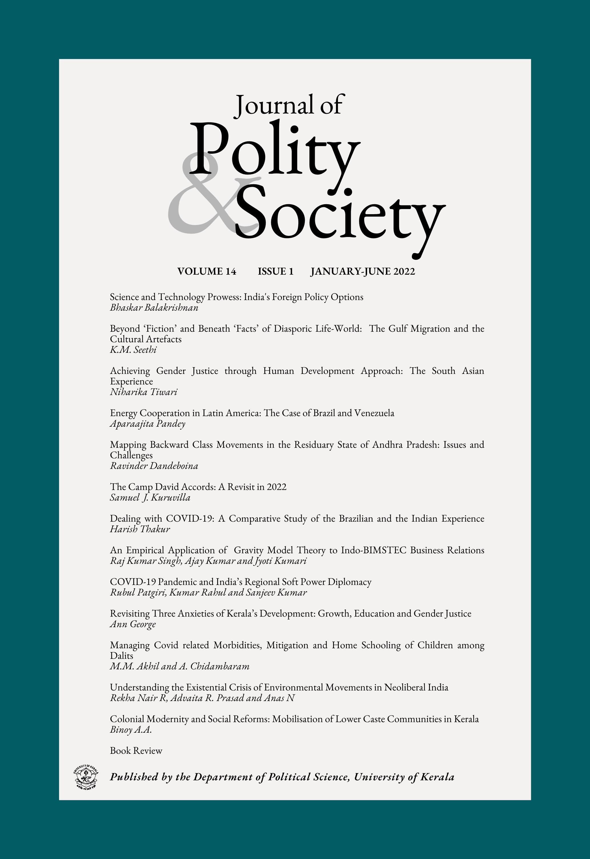 					View Vol. 14 No. 1 (2022): Journal of Polity and Society
				