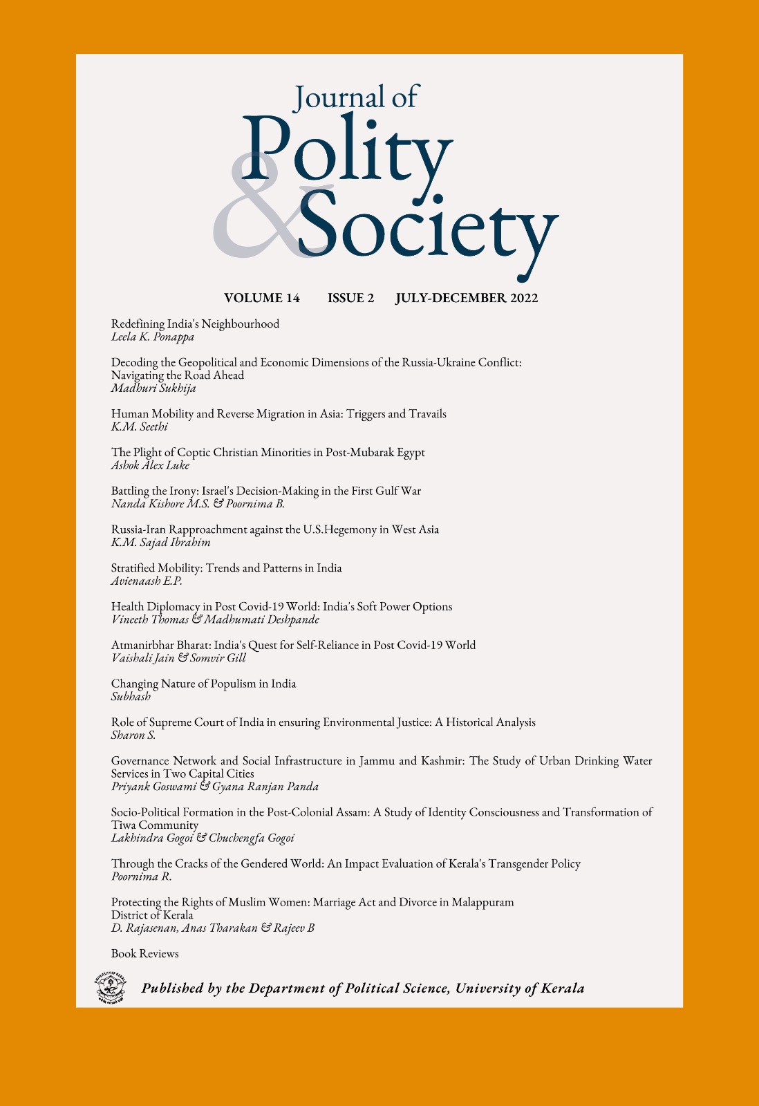 					View Vol. 14 No. 2 (2022): Journal of Polity and Society
				