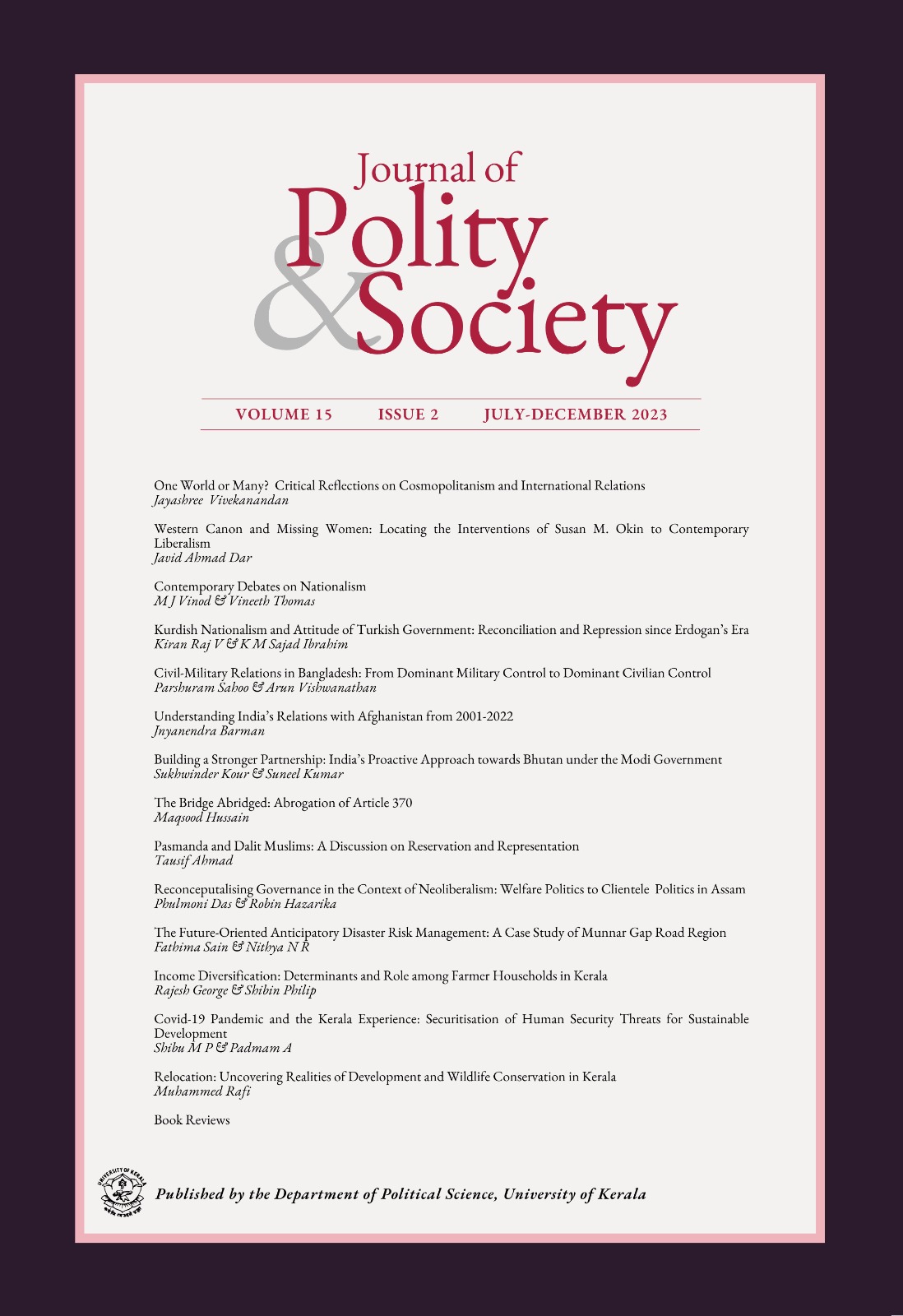 					View Vol. 15 No. 2 (2023): Journal of Polity and Society
				